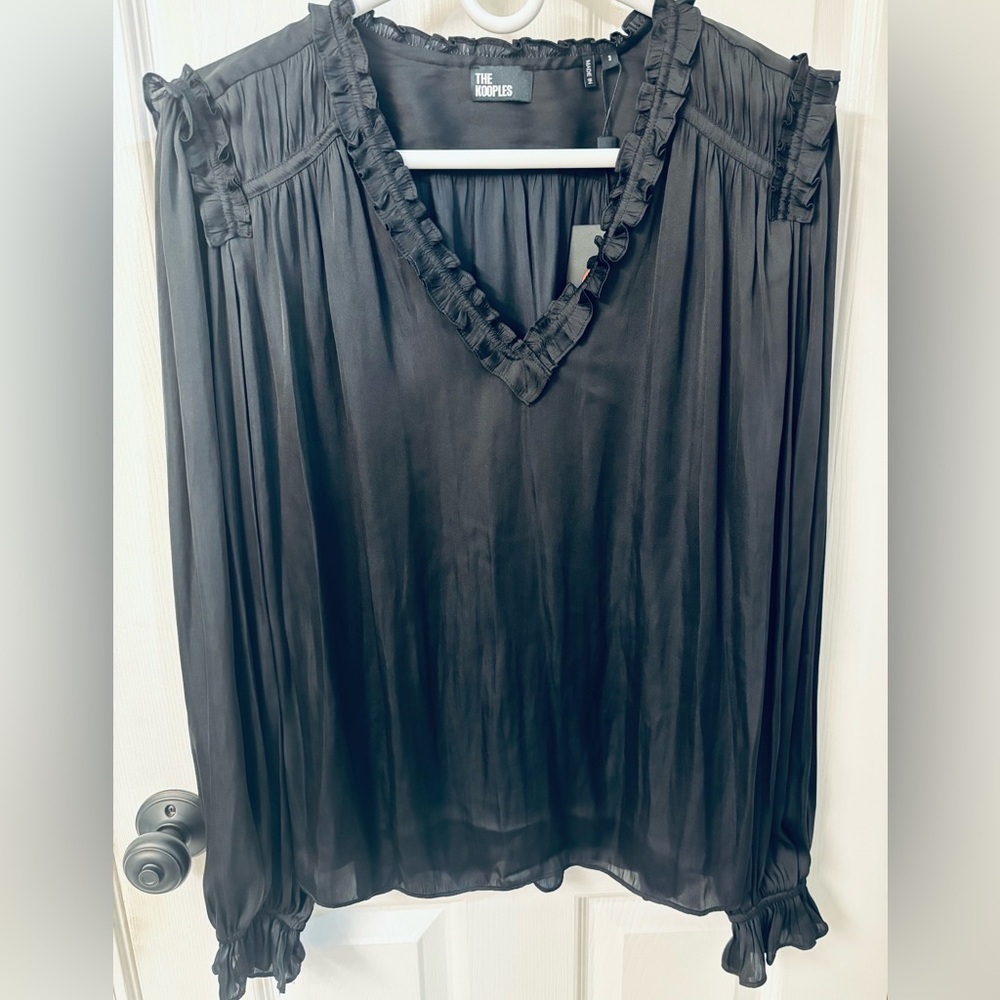 The Kooples Elegant Black Women's Blouse, Size L. Retail $215. NWT - Picture 9 of 11